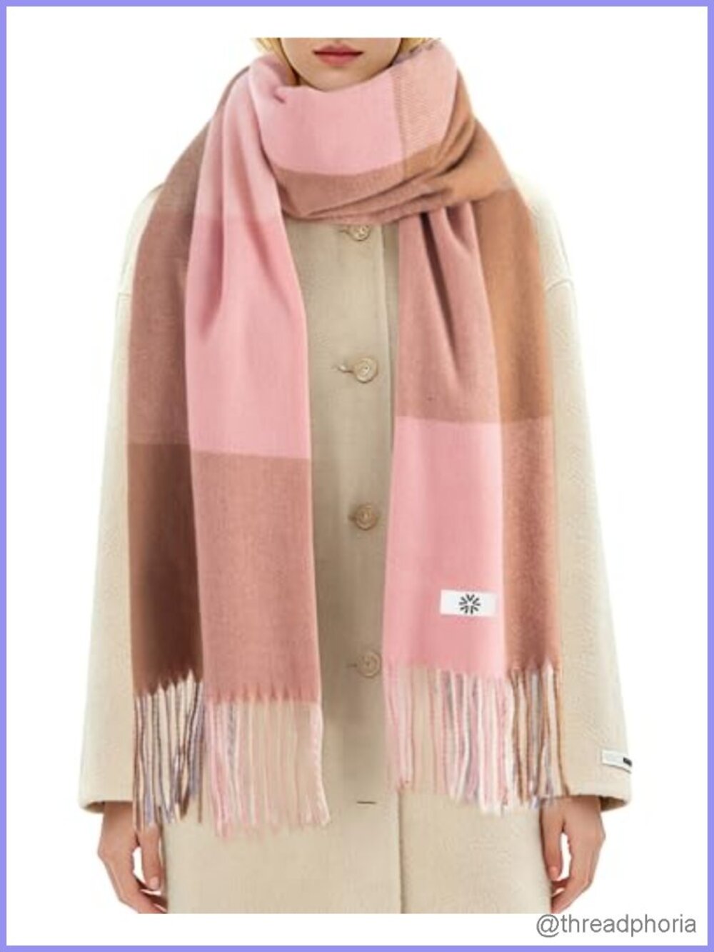 Women's Warm Plaid Scarf Thick Knit Shawl Winter Wrap